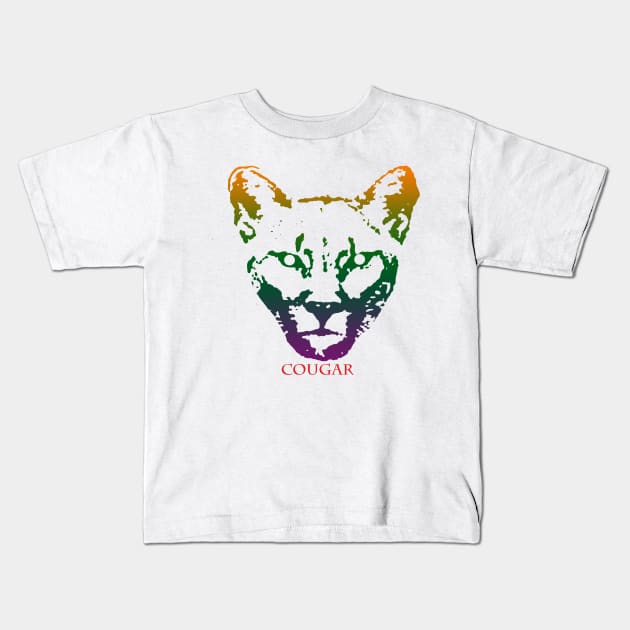 The cougar head is Violet, Green, Orange Kids T-Shirt by best seller shop